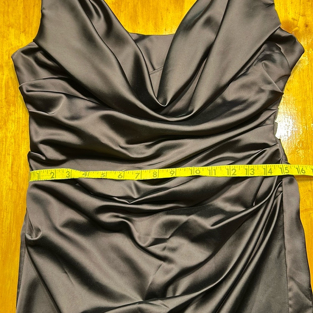 Davids Bridal Chocolate Brown Sleeveless Cowl Neck Cocktail Prom Midi Dress - Picture 5 of 6
